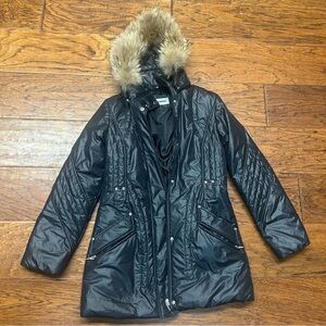 Steinberg raccoon fur trimmed hooded puffer jacket